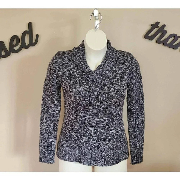 Relativity Sweaters - Relativity Shades of Grey Collared Neck Long Sleeve Pullover Sweater Size Large